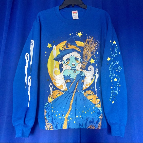 Witch Girl Sweater ✨💙💛👻 - Picture 1 of 5